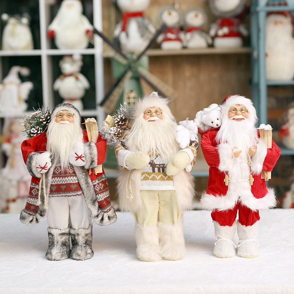 圣诞节装饰品圣诞老人公仔仿真老人摆件玩具偶礼物橱窗道具
