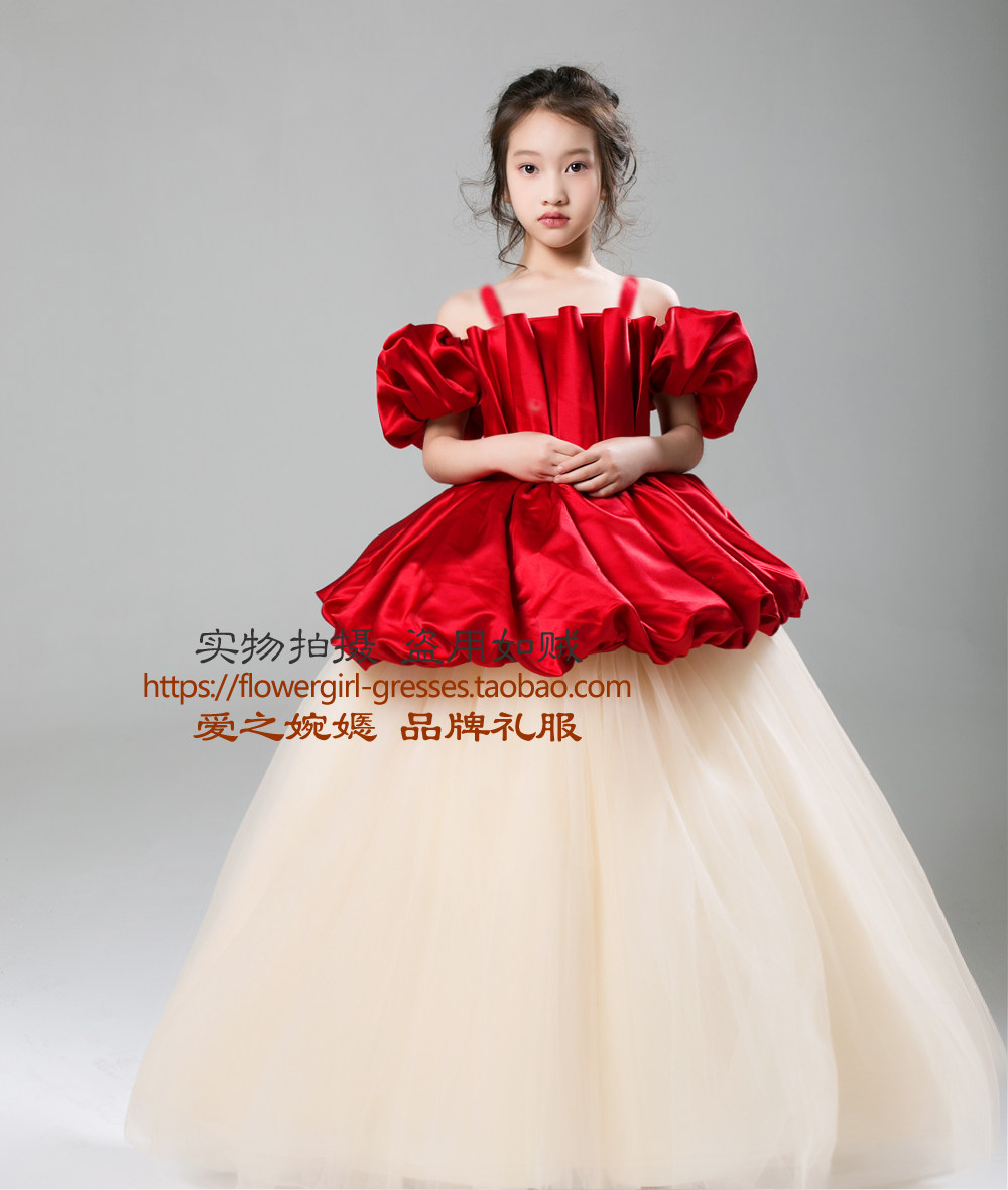 定制儿童走秀舞台礼服女童华服创意服装表演服公主裙女童婚纱