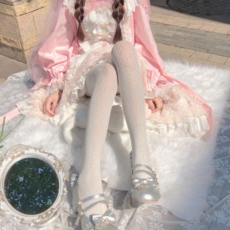 白丝袜女蕾丝复古甜美仙气显瘦百搭连裤袜少女软妹日系lolita袜子