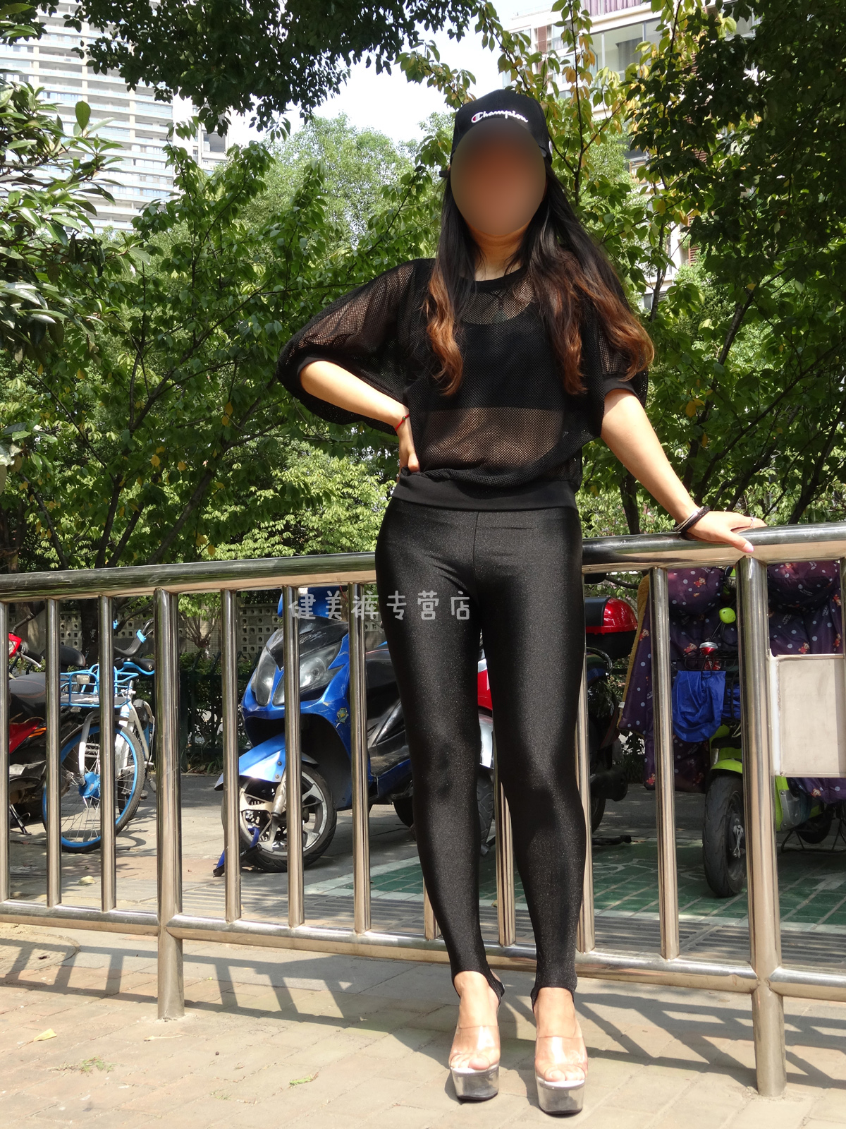 健美裤踩脚裤紧身裤打底裤靴裤黑色定制氨纶四面弹珠光瘦版型现货