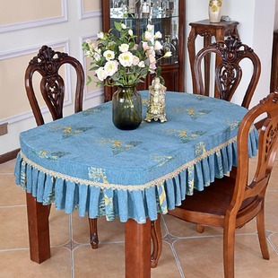 欧式高端奢华布艺椭圆形台布桌布长方形餐桌布方登套写字台茶几套