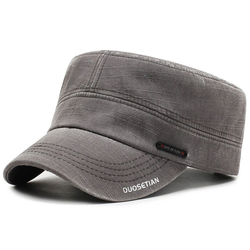 男士帽子春秋平顶帽韩版潮户外休闲遮阳防晒帽水洗棉中老年鸭舌帽