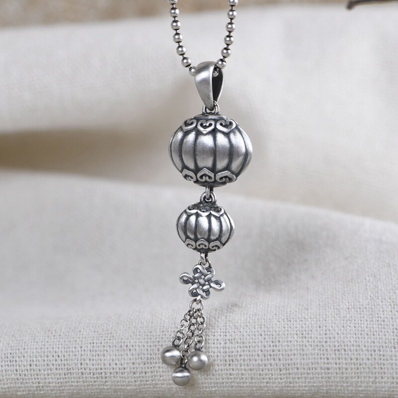 古银铺s925纯银弥勒佛吊坠饰品女款莲花卡通立体本命佛像项链坠