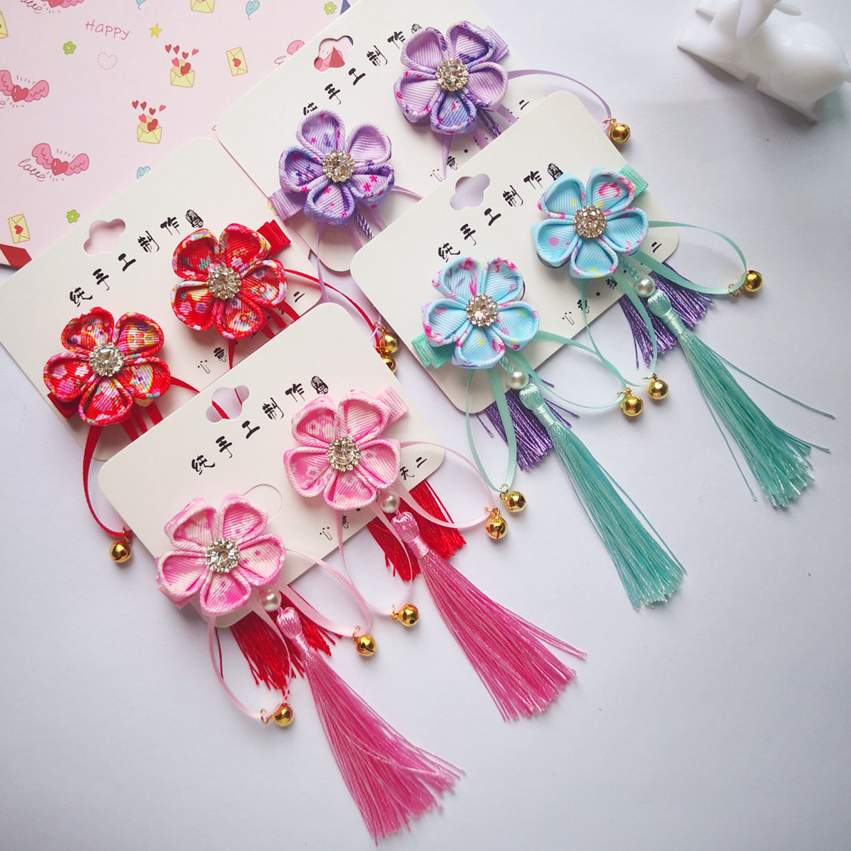 和风汉服儿童发夹发饰 梅花铃铛女童古风唐装配饰旗袍cos配头饰品