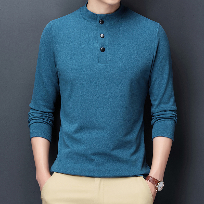长袖t恤男立领男士纯棉秋衣