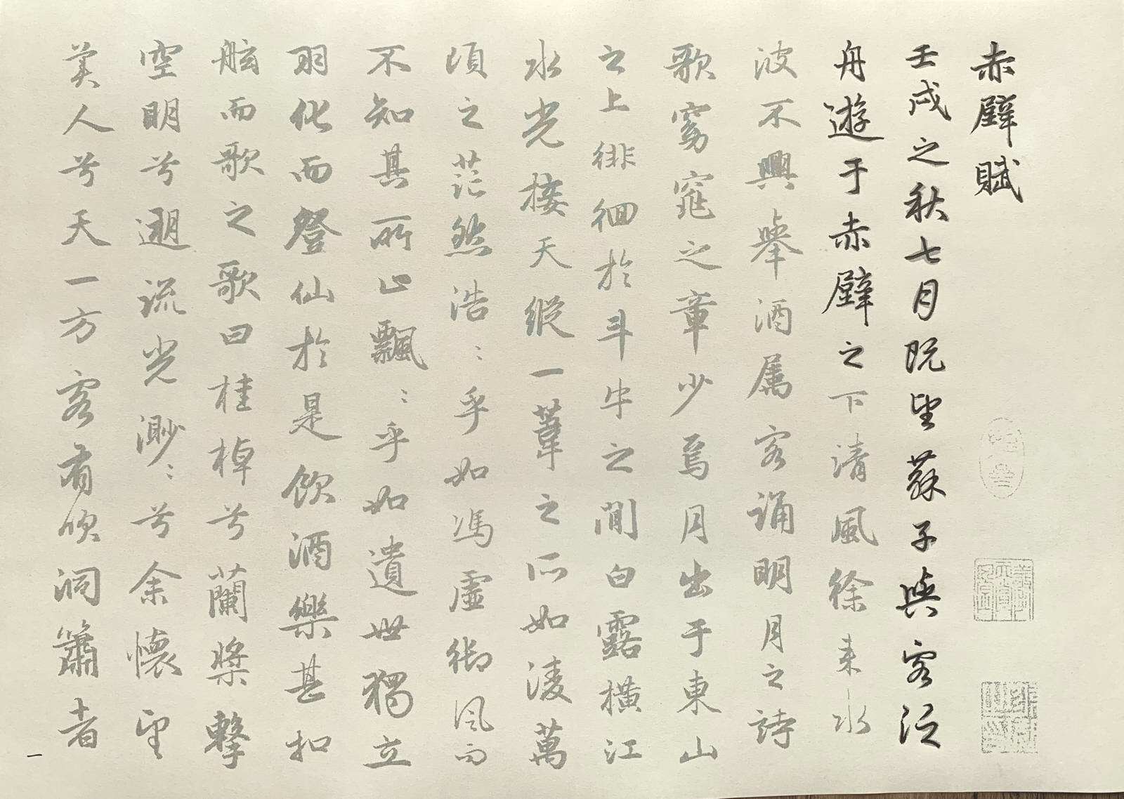硬笔练字帖 赵孟頫毛笔经典行书 赤壁赋钢笔临摹成人