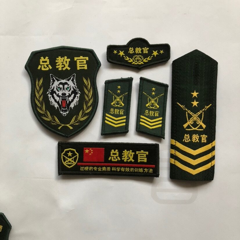 魔术贴定制 logo_简章肩牌全套一二拐软胸标教官标志肩衔臂章领章魔术