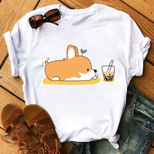 Cute Corgi Shiba Inu dog T-shirts夏季可爱柯基犬柴犬小狗上衣