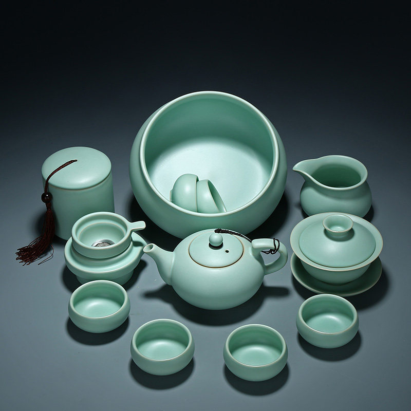 云品家居 功夫茶茶具茶叶罐汝窑陶瓷套装 cx005