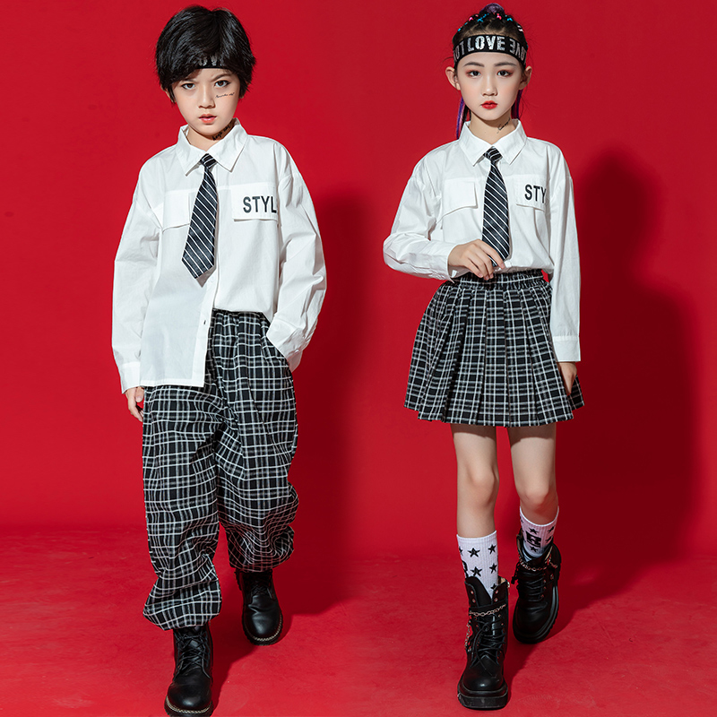 男童吉他表演演出服韩舞女团儿童jk女童街舞爵士舞服装男孩套装