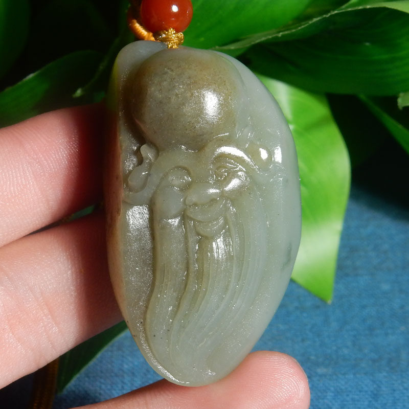 凤玉热卖和田玉精品放漏新疆沙枣青籽料带糖巧雕福寿手把件摆件a