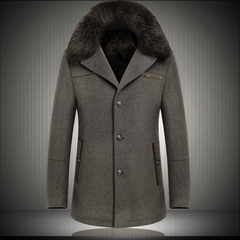男装中老年毛呢大衣男羊毛呢子外套中长款加厚中年男士大衣冬