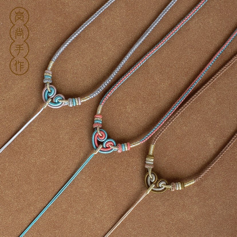 纯手工编织高档吊坠挂绳黄金翡翠玉坠柔软可调节项链绳