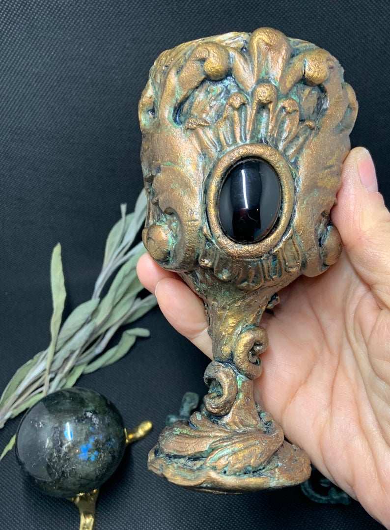 美国代购altar手作神奇魔法黑曜石祭坛圣杯酒杯女巫仪式工具