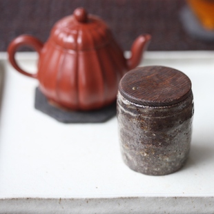 半闲甄选台湾知名陶艺家陈正川早期玄釉茶席罐小茶罐限量收藏茶器