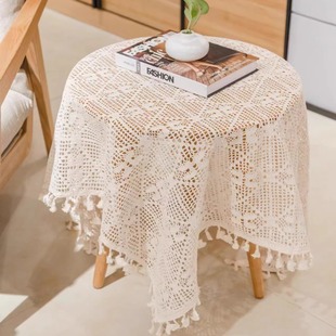 北欧镂空编织桌布长方形圆形餐桌茶几斗柜盖巾台布家居纯色布艺