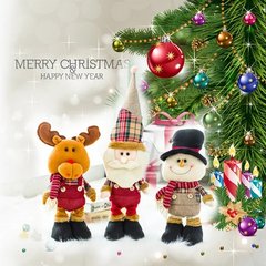 毛绒玩具圣诞鹿 Christmas礼物 伸缩圣诞老人小雪人创意桌面玩具