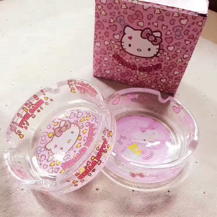 包邮　hellokitty　个性创意玻璃烟灰缸　卡通烟缸