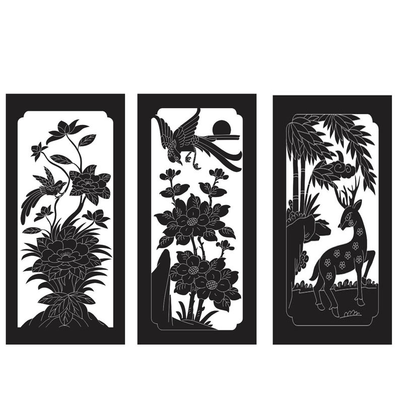 花鸟山水竹鹿仙鹤龙凤线雕图文泰刻绘大师雕刻图矢量图制作21807