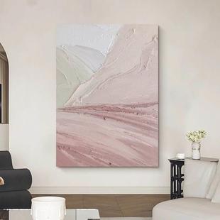 大芬村粉色抽象风景手绘油画客厅玄关极简装饰画现代艺术肌理挂画