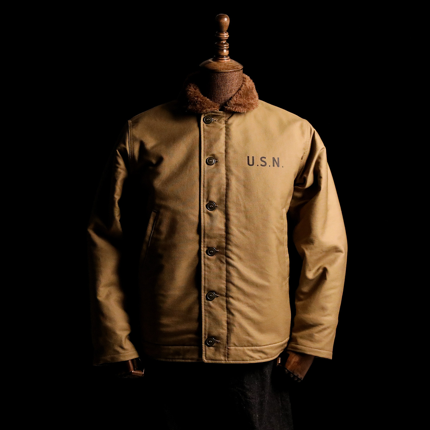 gizemon1甲板夹克羊驼毛混纺usn海军甲板服n1复古保暖外套