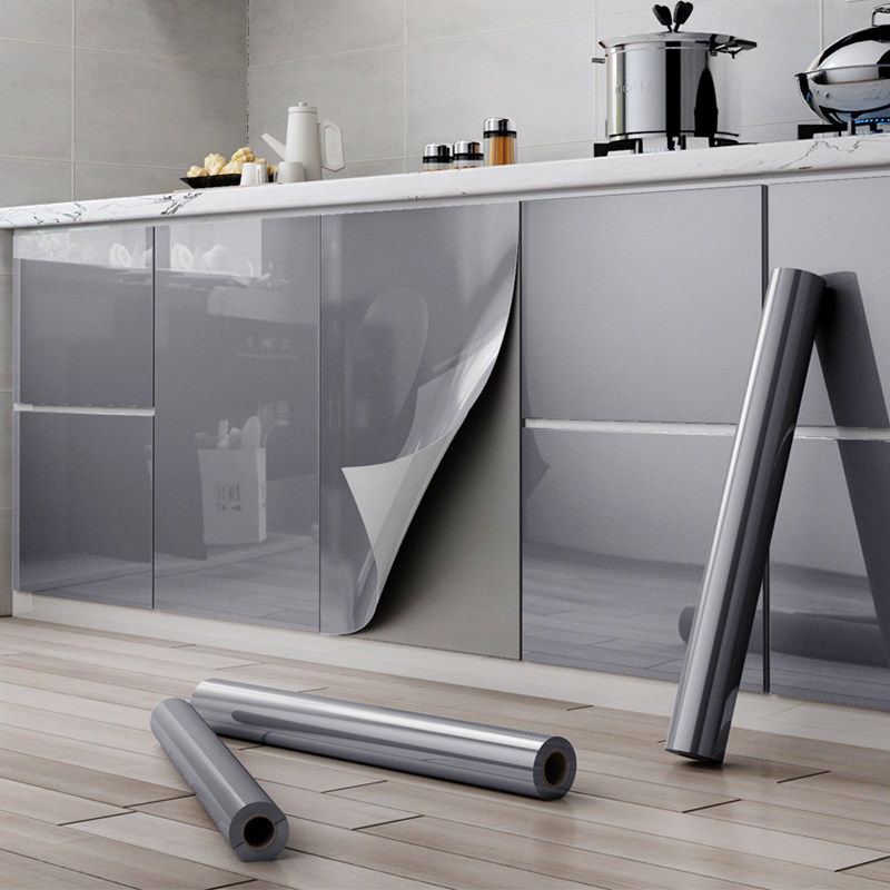 厨房橱柜贴纸改色贴膜防水防油自粘纯色柜门装饰柜子家具翻新神器