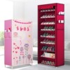 simple and easy household multi-storey Fabric art shoe rack Steel pipe Assemble dormitory zipper dustproof Storage oxford Shoe cabinet simple and easy household multi-storey Fabric art shoe rack Steel pipe Assemble dormitory zipper dustproof Storage oxford Shoe cabinet