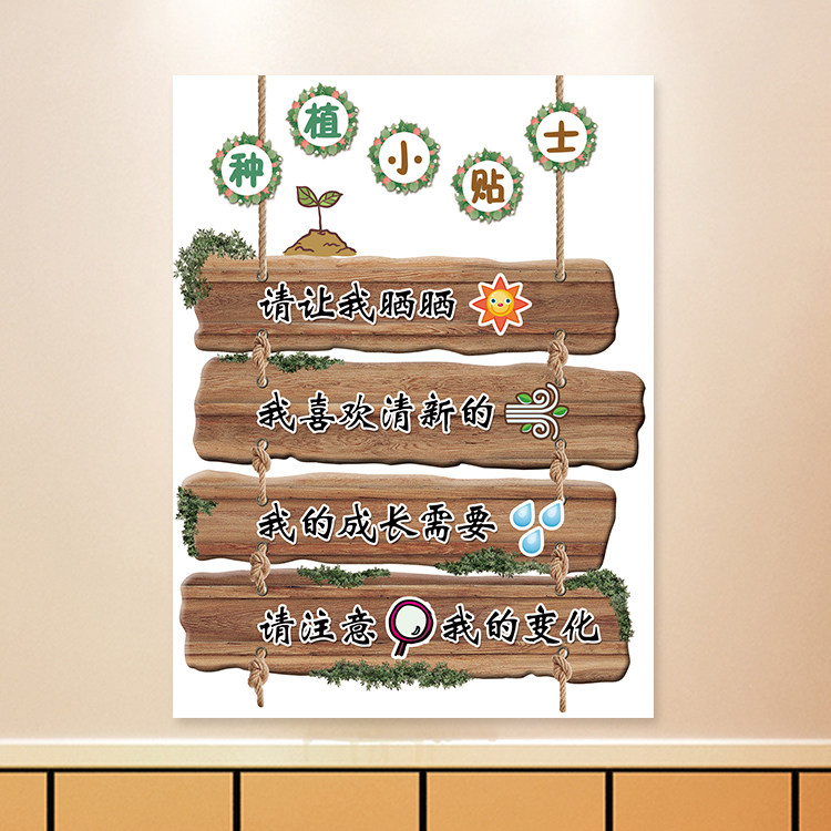 幼儿园春天植物自然角环创布置装饰水培饲养种植小贴士成长小帮手