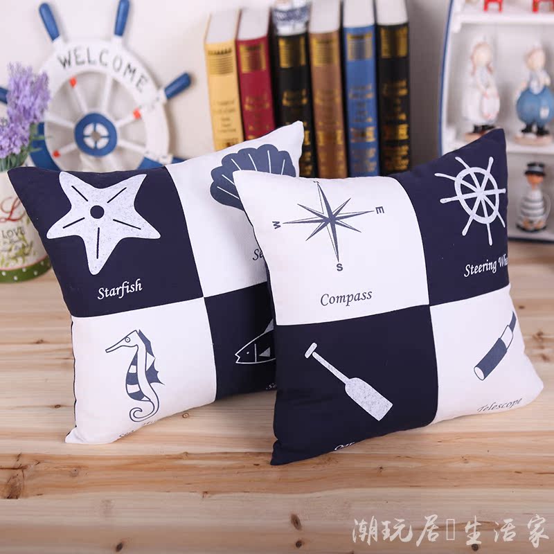 地中海風格抱枕棉帆布方枕靠墊沙發床頭飄窗裝飾品 含芯40*40包郵在類目 居家布藝, 靠墊/抱枕中 - 來自Buy2taobao.com提供專業的淘寶代購服務