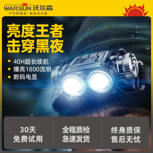 沃尔森夜钓头灯超长续航头灯强光超亮充电钓鱼专用头戴式鹰隼正品