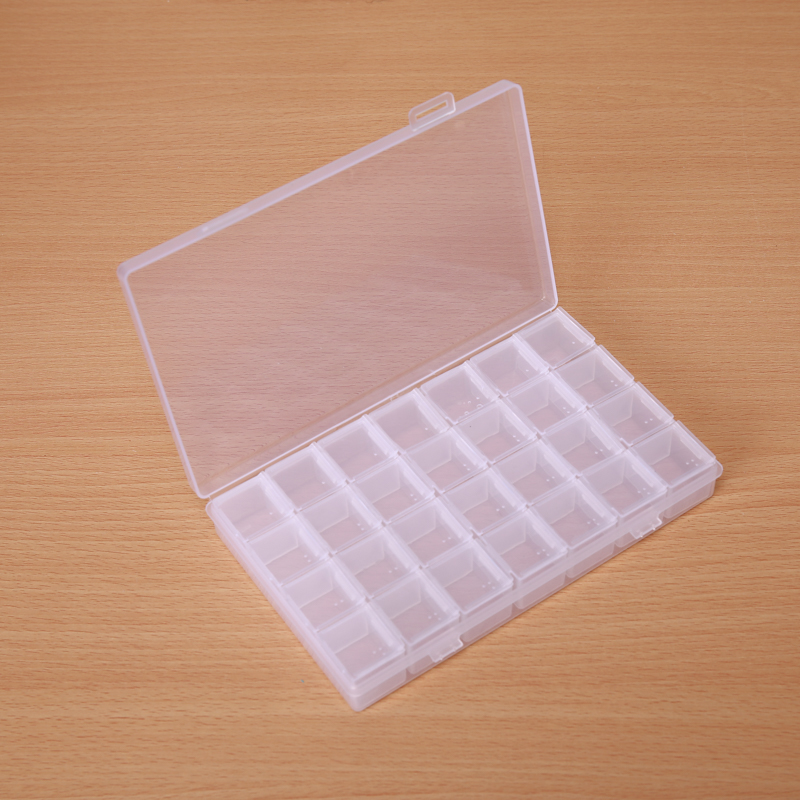 全备塑业透明28格独立盖分装药盒饰品配件塑料盒亮片亮粉收纳盒