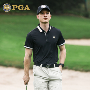 美国PGA 高尔夫服装 男士短袖t恤 弹力吸湿排汗 潮牌polo衫男装