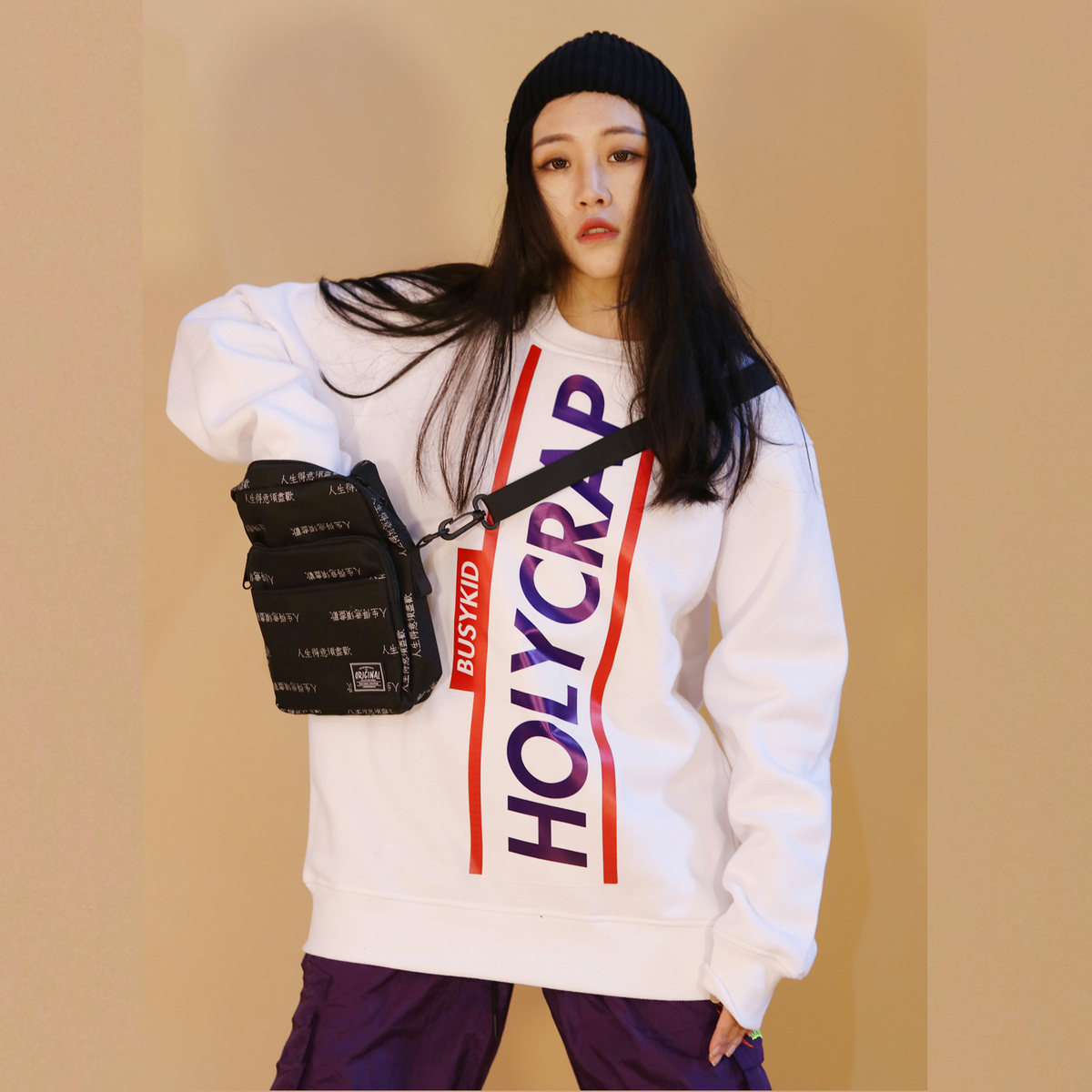 hiphop嘻哈国潮宽松圆领卫衣bf风男女街舞潮牌超酷上衣情侣装长袖