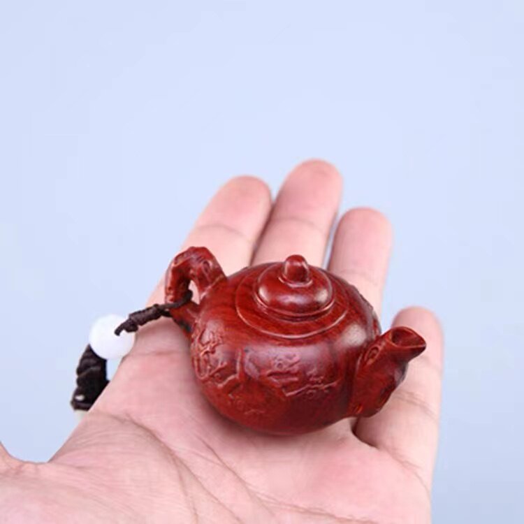 小叶紫檀把把壶手把件文玩红木茶壶挂件男士随身把玩手件汽车摆件
