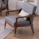 现代简约客厅阳台实木单人科技布北欧沙发椅酒店民宿客房休闲椅子