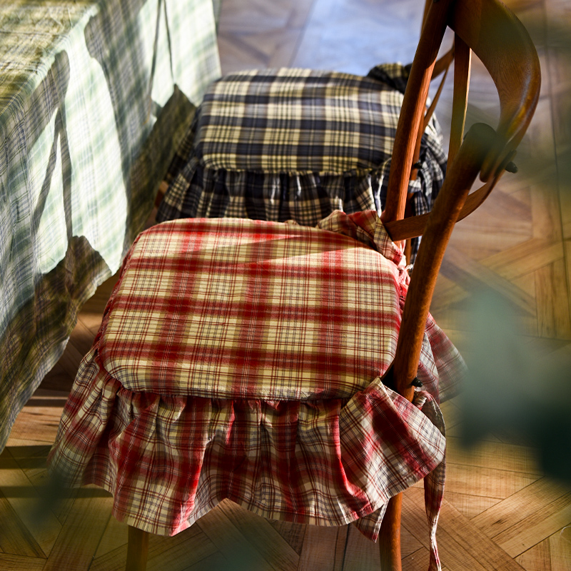 加厚美式田园全棉椅子垫坐垫餐椅垫四季通用马蹄形凳子垫家用防滑