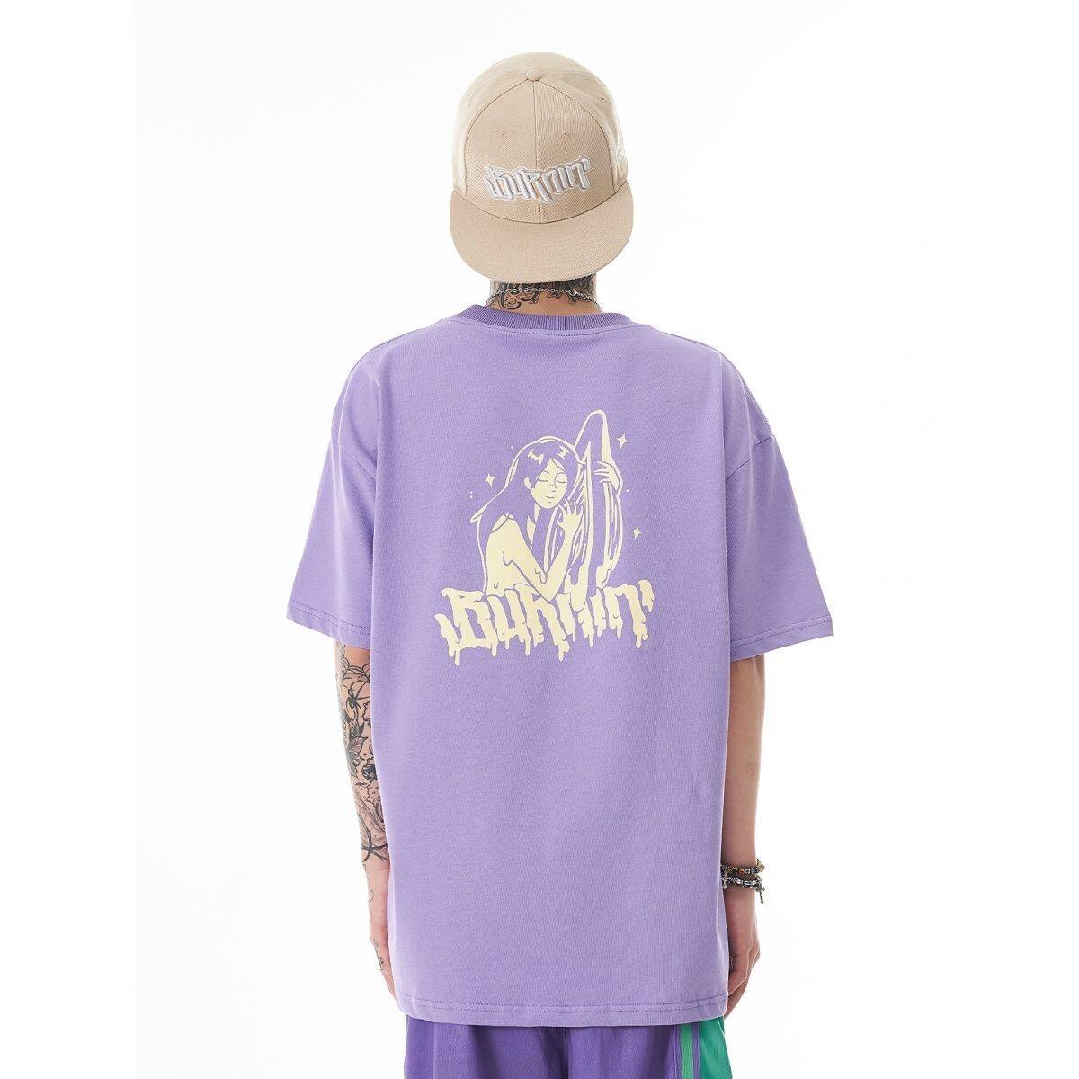 正确版 burnin博宁*槟榔妹-泡沫t 纯棉宽松多色圆领印花短袖t恤