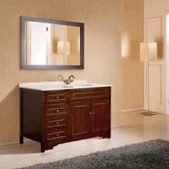 美式浴室柜组合欧式现代橡木实木落地卫浴柜卫生间洗手洗脸盆定做