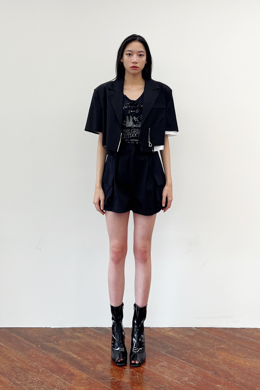 包邮NOV7韩国代购2014夏季新款女装修身显瘦气质拼接短款西装外套