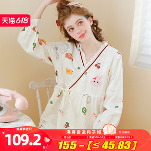 yourban月子服夏季纯棉薄款产后孕妇哺乳睡衣春秋纱布喂奶家居服