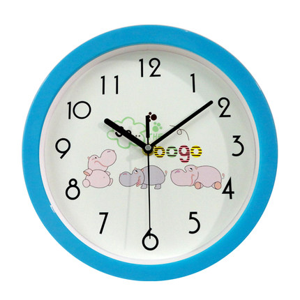博高10英寸儿童卧室可爱卡通创意静音圆形挂钟 钟表 客厅 石英钟