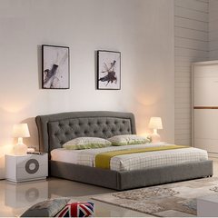 小户型布床双人床现代简约卧室家具1.5/1.8米软体布
