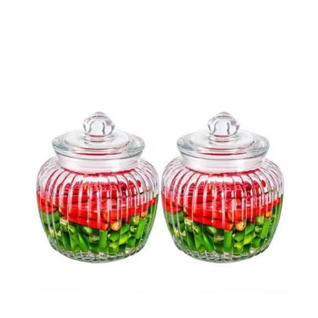 泡菜坛子玻璃迷你大小号储物罐子加厚透明密封罐食品级2只装