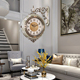 家用金属双面挂钟客厅奢华欧式装饰静音石英钟表个性美式壁钟
