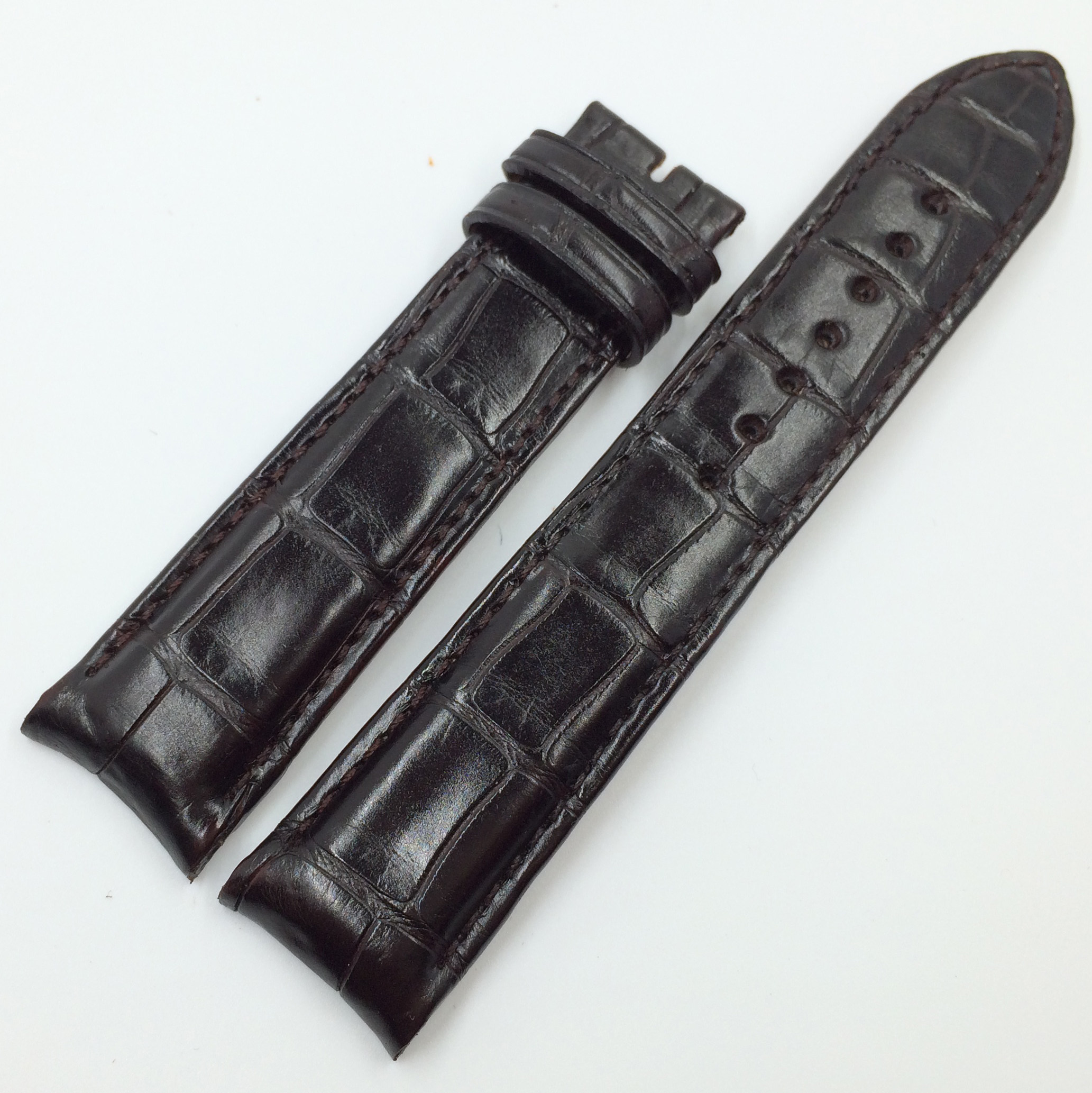 瑞宝表带定做适用chronoswiss 美洲鳄鱼皮表带男真皮手表带20 18