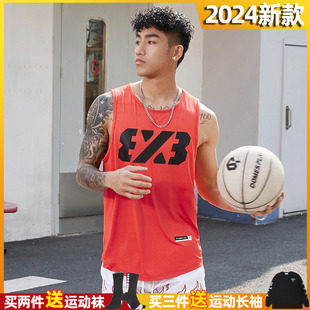 3X3佳得乐橙运动背心男宽松速干透气健身无袖美式篮球背心宽肩夏