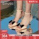DFuse夏季新款羊皮方头公主鞋蝴蝶结细高跟凉鞋DF32115317法式