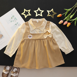 1-3岁女童连衣裙春装公主裙韩版可爱卡通背带裙纯棉长袖薄款裙子