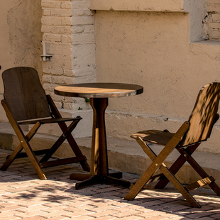 复古实木桌椅套装客厅阳台方桌小户型家用餐桌桌子圆桌咖啡店茶几