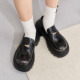 玛速主义2024年夏季新款时尚黑色小皮鞋厚底粗跟乐福鞋小个子单鞋